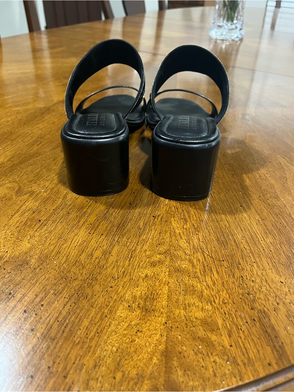 Italian Shoemakers Black Beaded Two-Strap Block Heel Mule - Picture 5 of 5